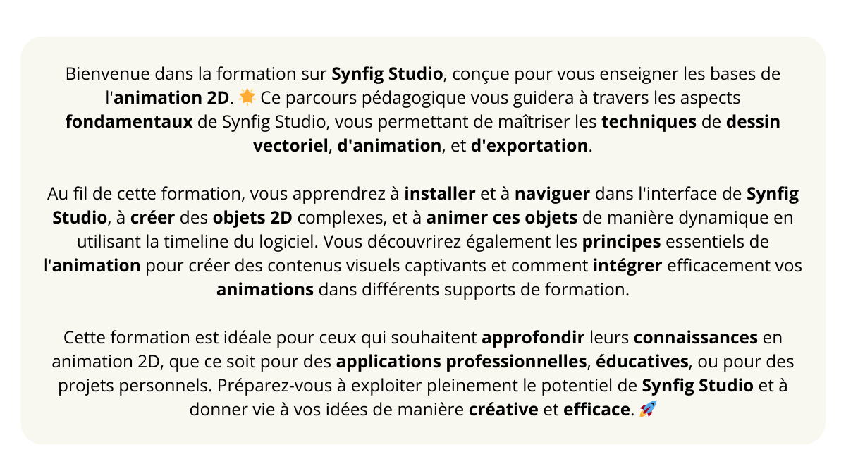 Animation 2D Formation SynfigStudio